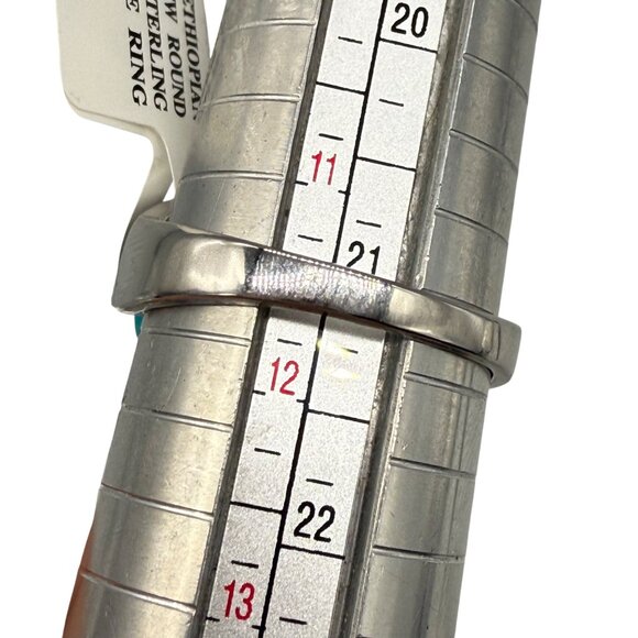 Oval Ethiopian Opal & Black Spinel Sterling Silver 3-Stone Ring - Picture 7 of 9